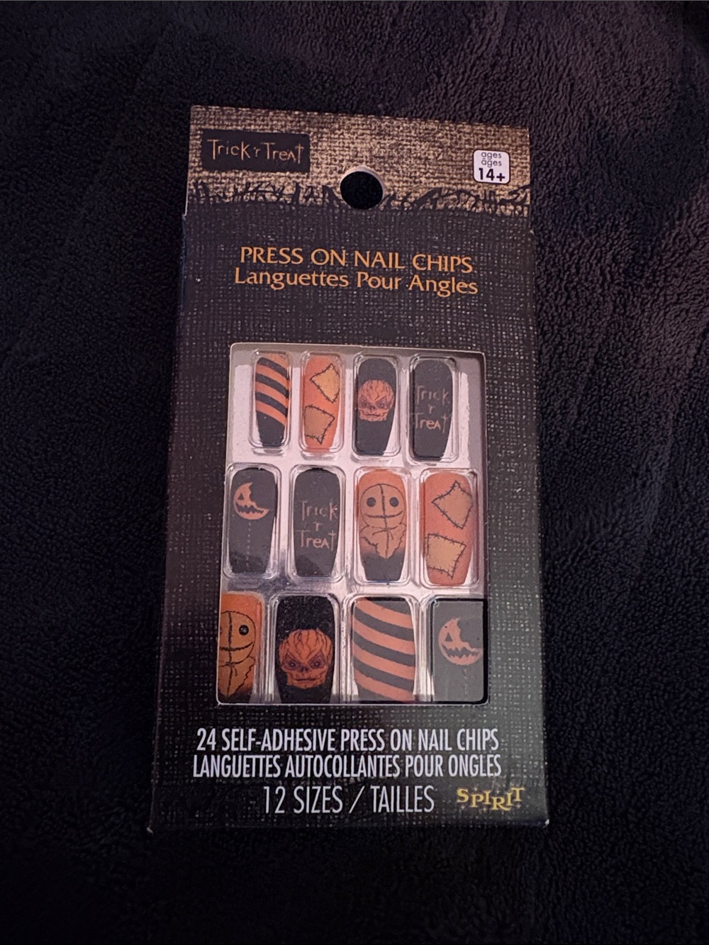 Spirit Halloween Trick 'r Treat Orange & Black Press-On Nails